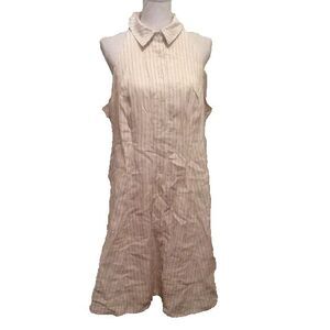 Torrid Shirt-Dress 1 Cream Black Pinstripe Button